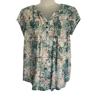 Sonoma Short Sleeve Patterned Blouse  Size Medium